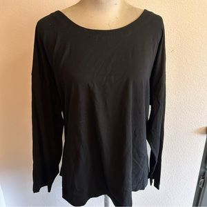J Jill black jersey knit top stretch fabric sz 3X scoop neck good condition
